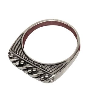 Designer Signed PD Sterling Silver Tall Flat Stacking Ring, Size 8, 2.7g